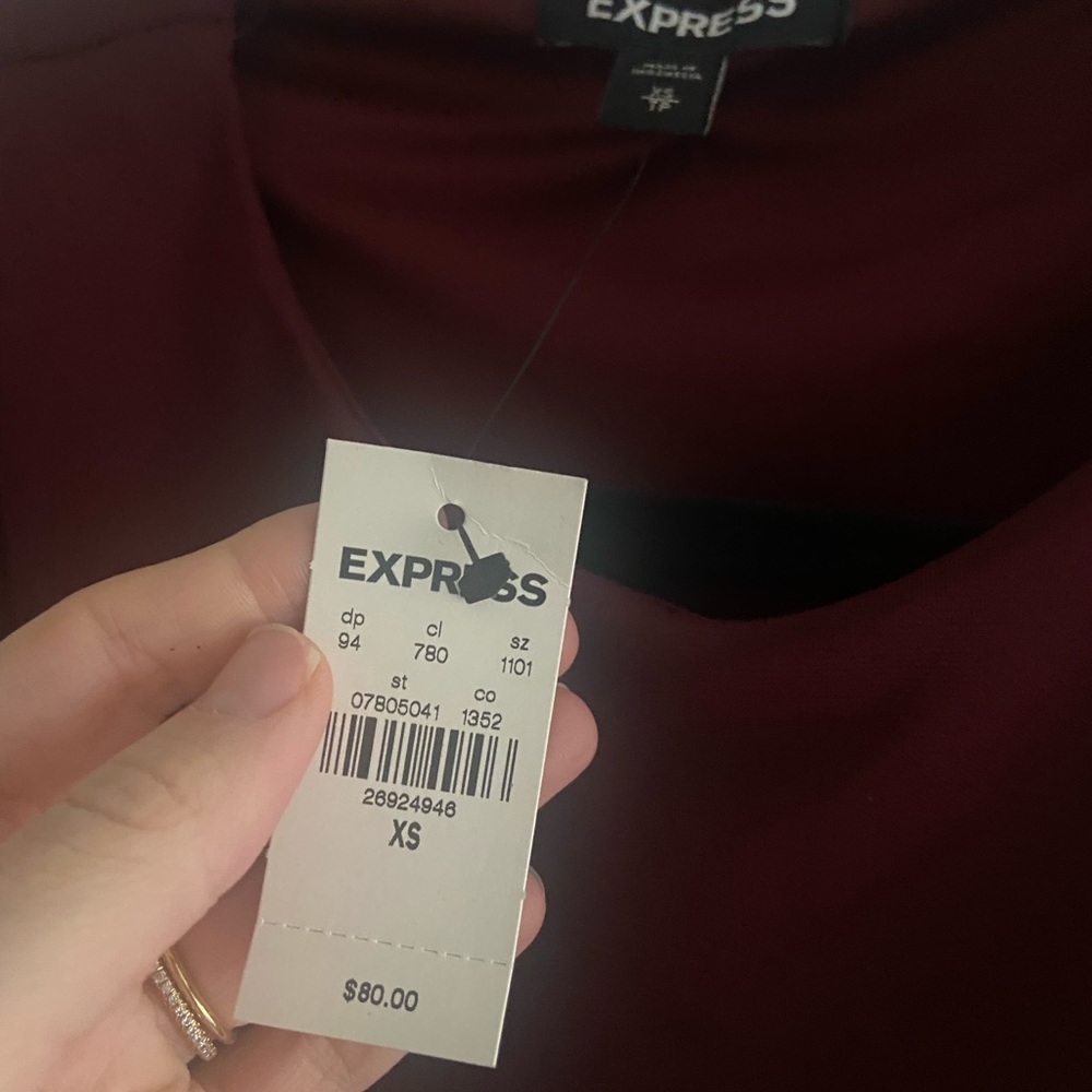 NWT Express Maroon / Burgundy Ruched Midi Dress